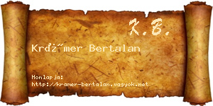 Krámer Bertalan névjegykártya